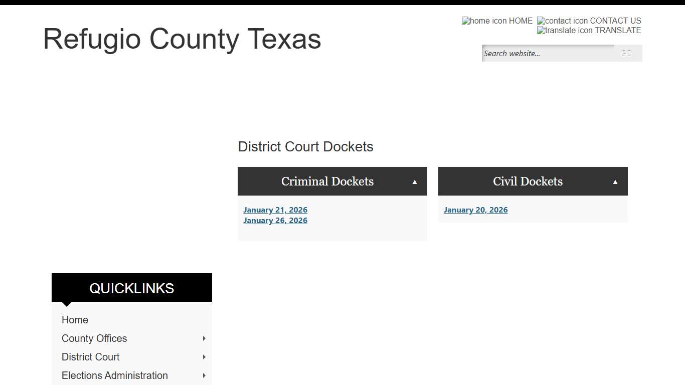 District Court Dockets - Refugio County